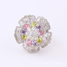 11826 Fashion Luxury CZ Diamond Big Flower Silver-Plated Jewelry Finger Ring for Wedding